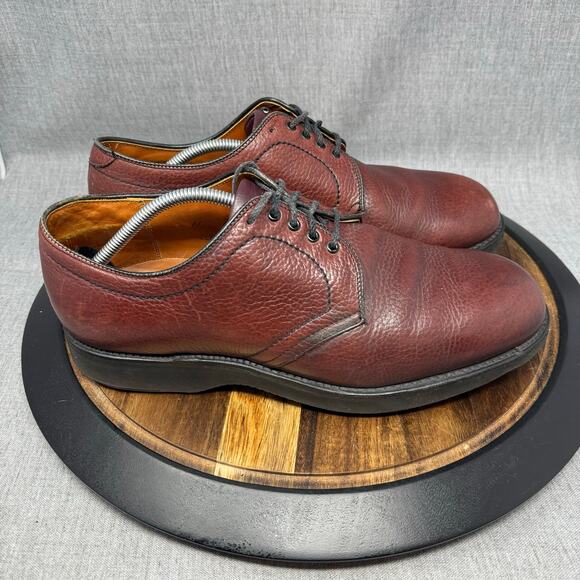 Alden Mens 11 E/EEE Plain Toe Burgundy Calfskin Leather Pebbled Dress Shoes WIDE - Picture 1 of 11
